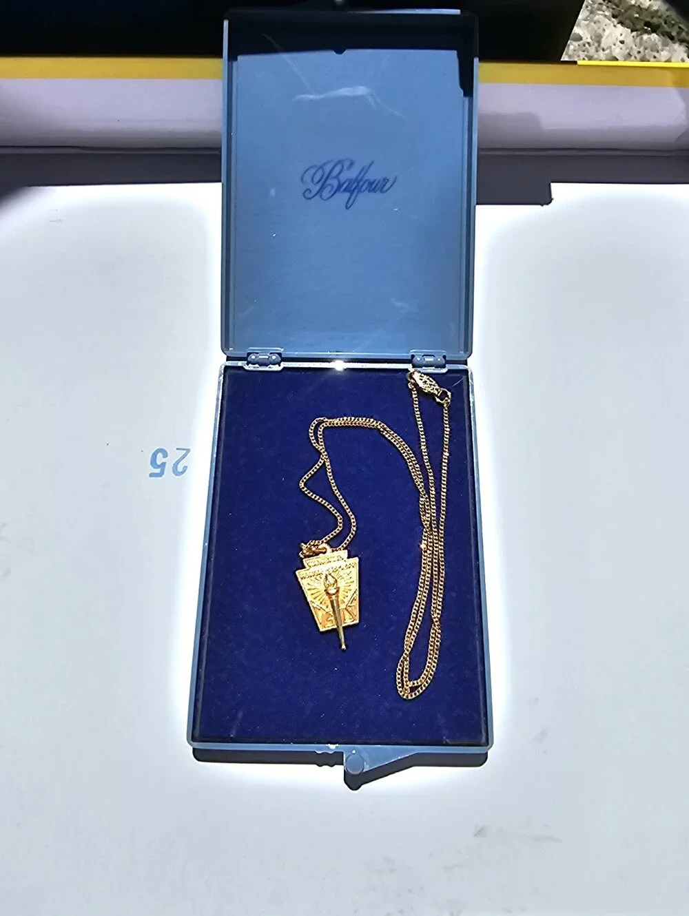 Vintage Balfour LGB National Honor Society Gold Tone Pendant Torch Necklace